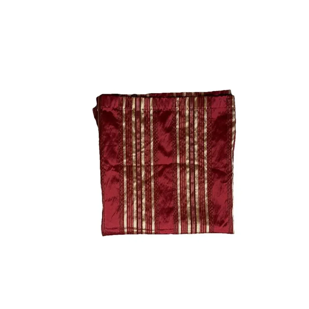 Waverly Fabric Shower Curtain Red Gold Stripe Faux Satin Silky Luxury Bathroom